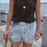 Light Blue Floral Shorts