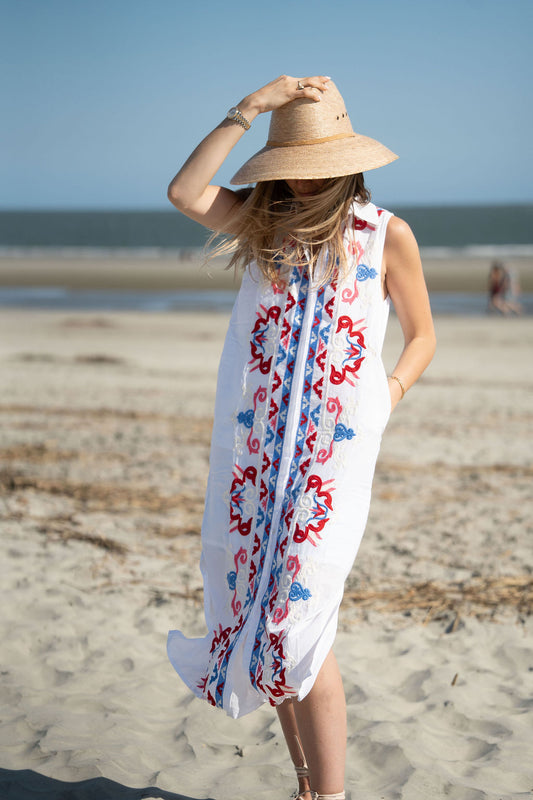Embroidered Button Down Maxi