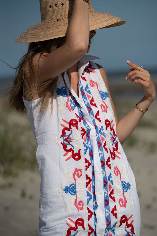 Embroidered Button Down Maxi