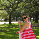 Pink Striped Tote Bag