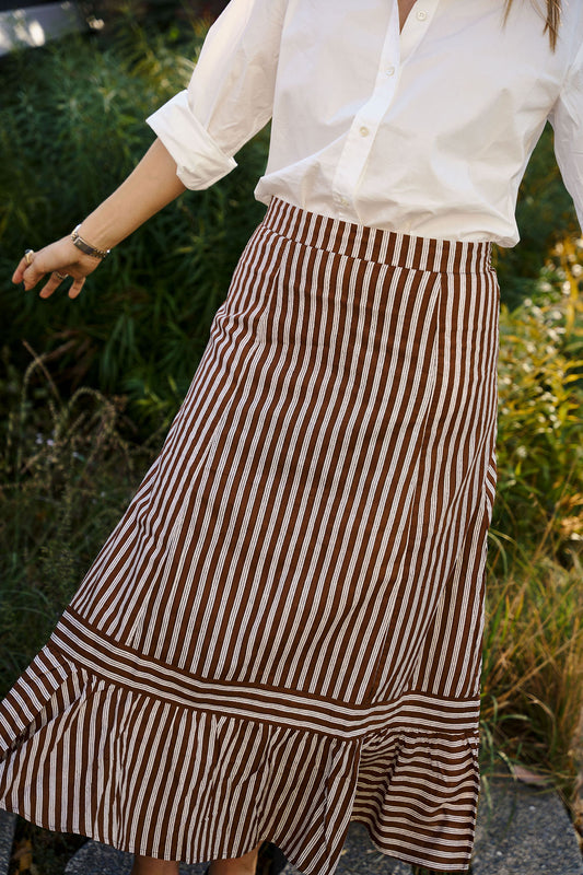 Chocolate Brown Stripe Mary Hope Skirt