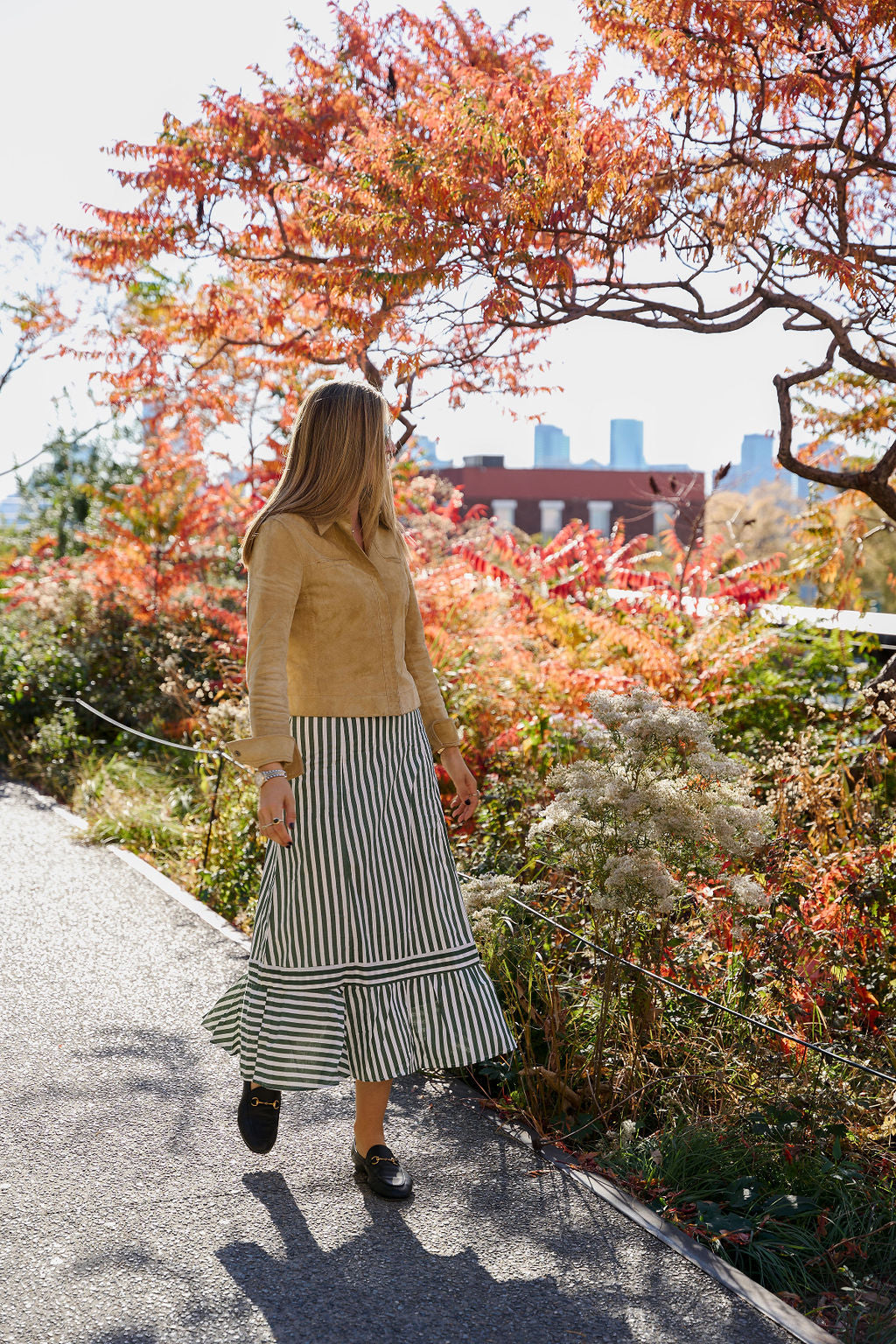 Hunter Green Stripped Mary Hope Skirt