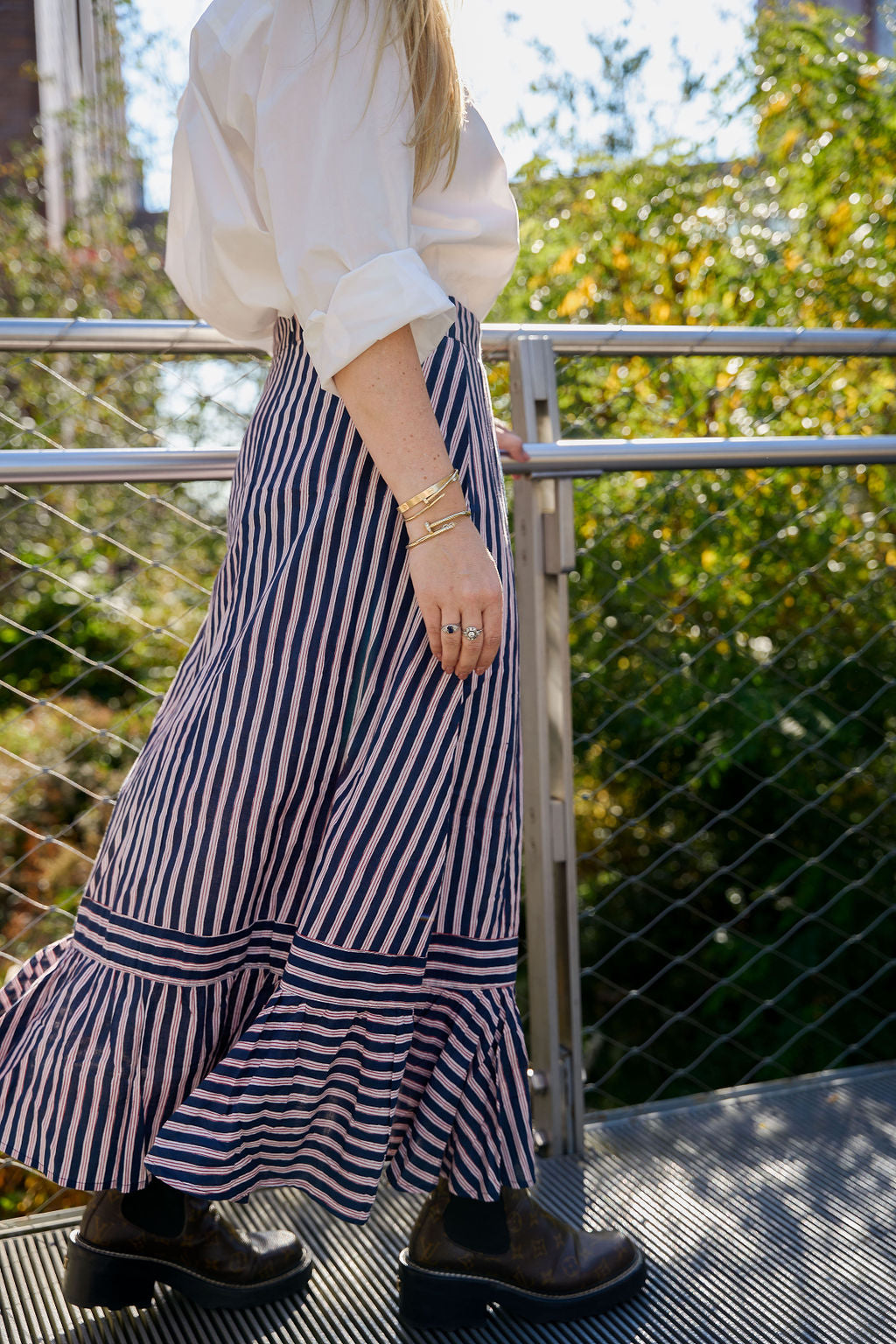 Navy Stripped Mary Hope Skirt