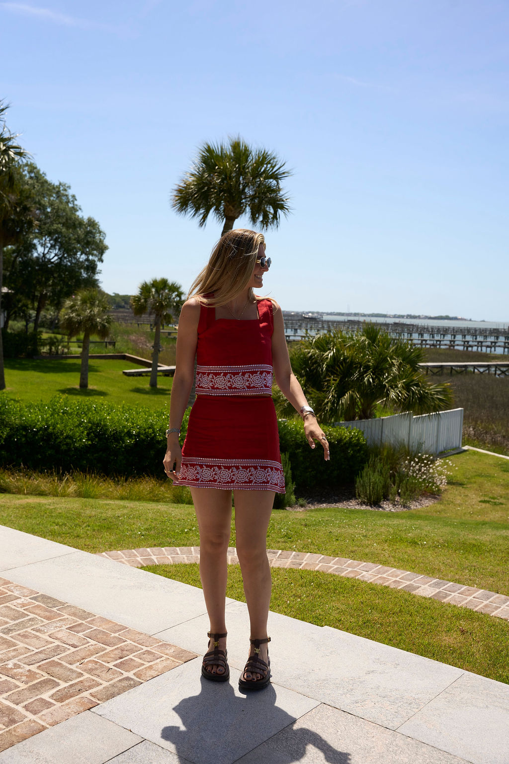 Red Linen Mallory Set