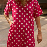 Raspberry Polka Dot Anna Mini