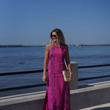 Plum Linen with Navy Embroidery Isabella Maxi