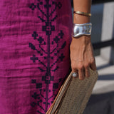 Plum Linen with Navy Embroidery Isabella Maxi