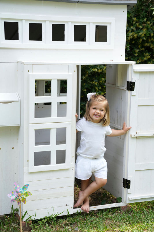White Linen Kid Shorts