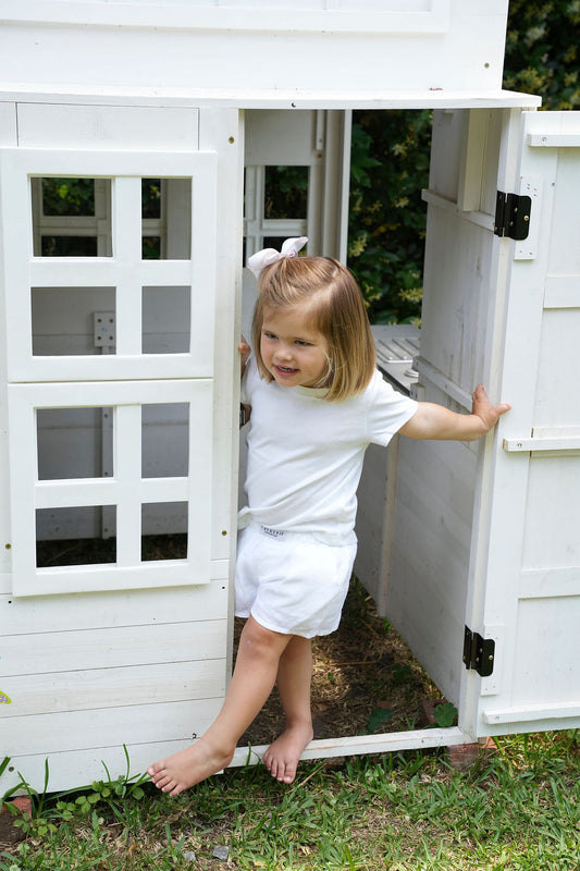 White Linen Kid Shorts