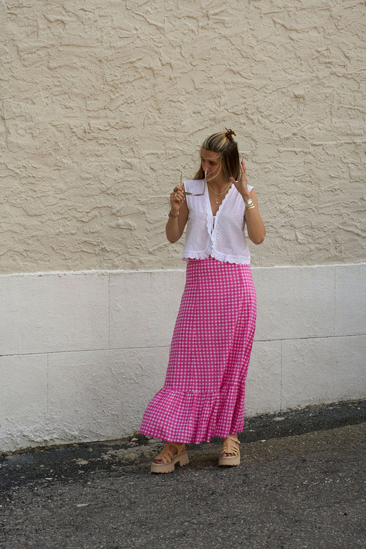 Hot Pink Check Mary Hope Skirt