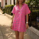 Hot Pink Check Anna Mini