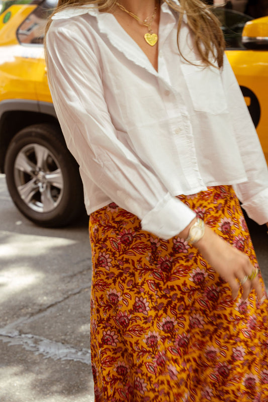 White Carter Ruffle Top