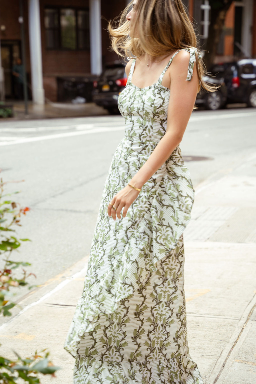 Green Vine Ruffle Tyler Maxi