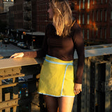 Green With Turquoise Whip Wrap Skirt