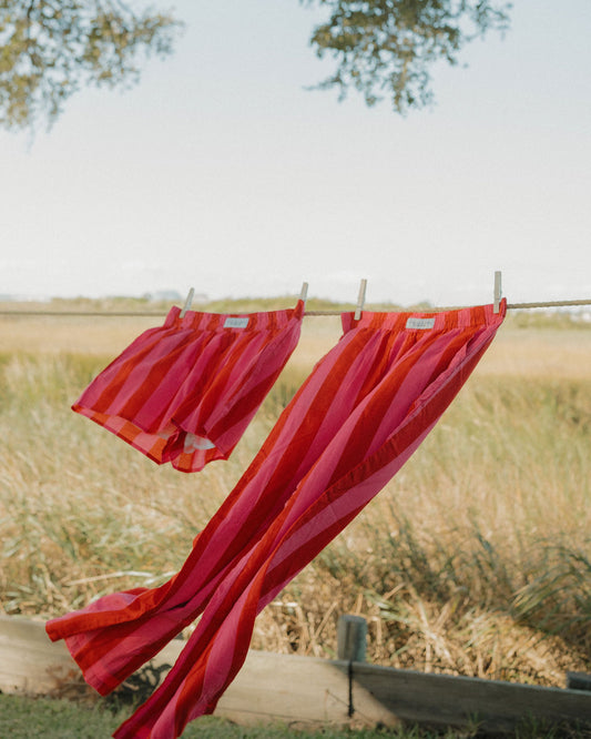 Hot Pink & Red Striped Pants