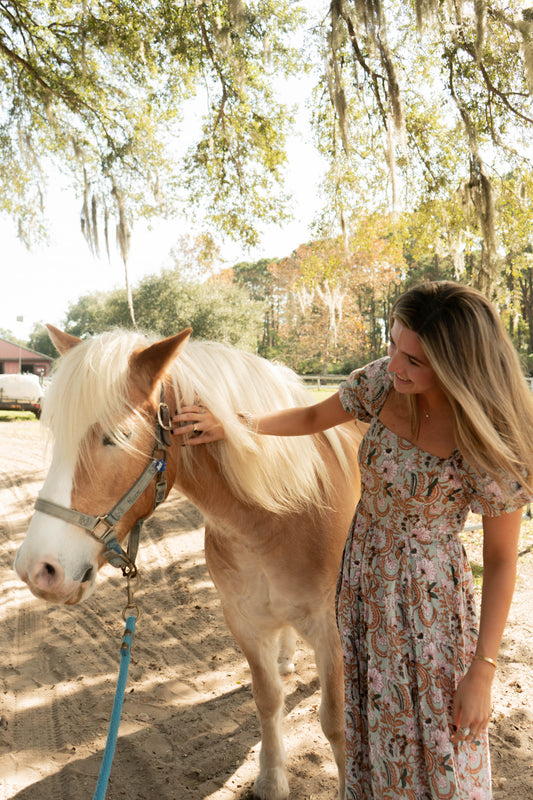 Sage Blue Paisley Print Fall Abigail Maxi