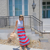 Red and Blue Striped  Sarong