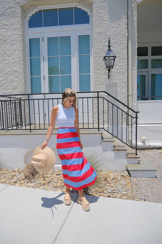 Red and Blue Striped  Sarong