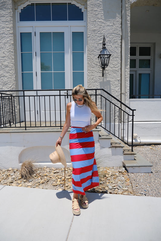 Red and Blue Striped  Sarong