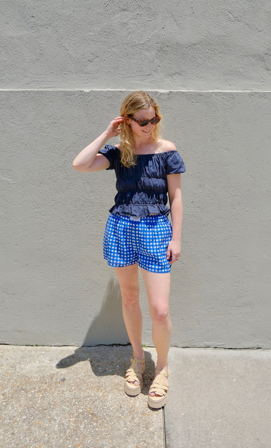 Royal Blue Gingham Shorts