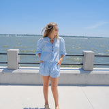 Light Blue Linen Brooke Top