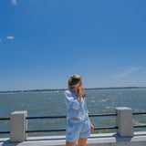 Light Blue Linen Brooke Top