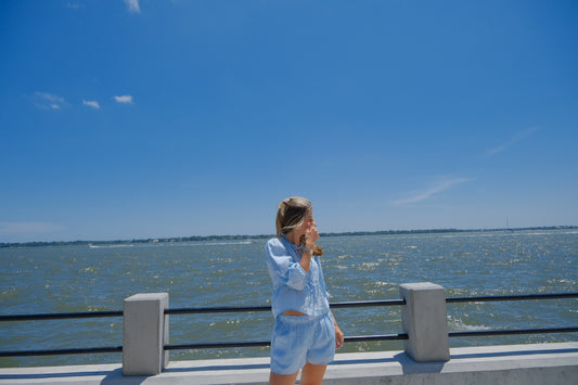 Light Blue Linen Brooke Top