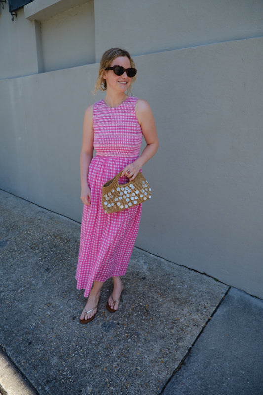 Hot Pink Check Aimee Maxi
