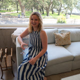 Royal Blue and White Striped Aimee Maxi