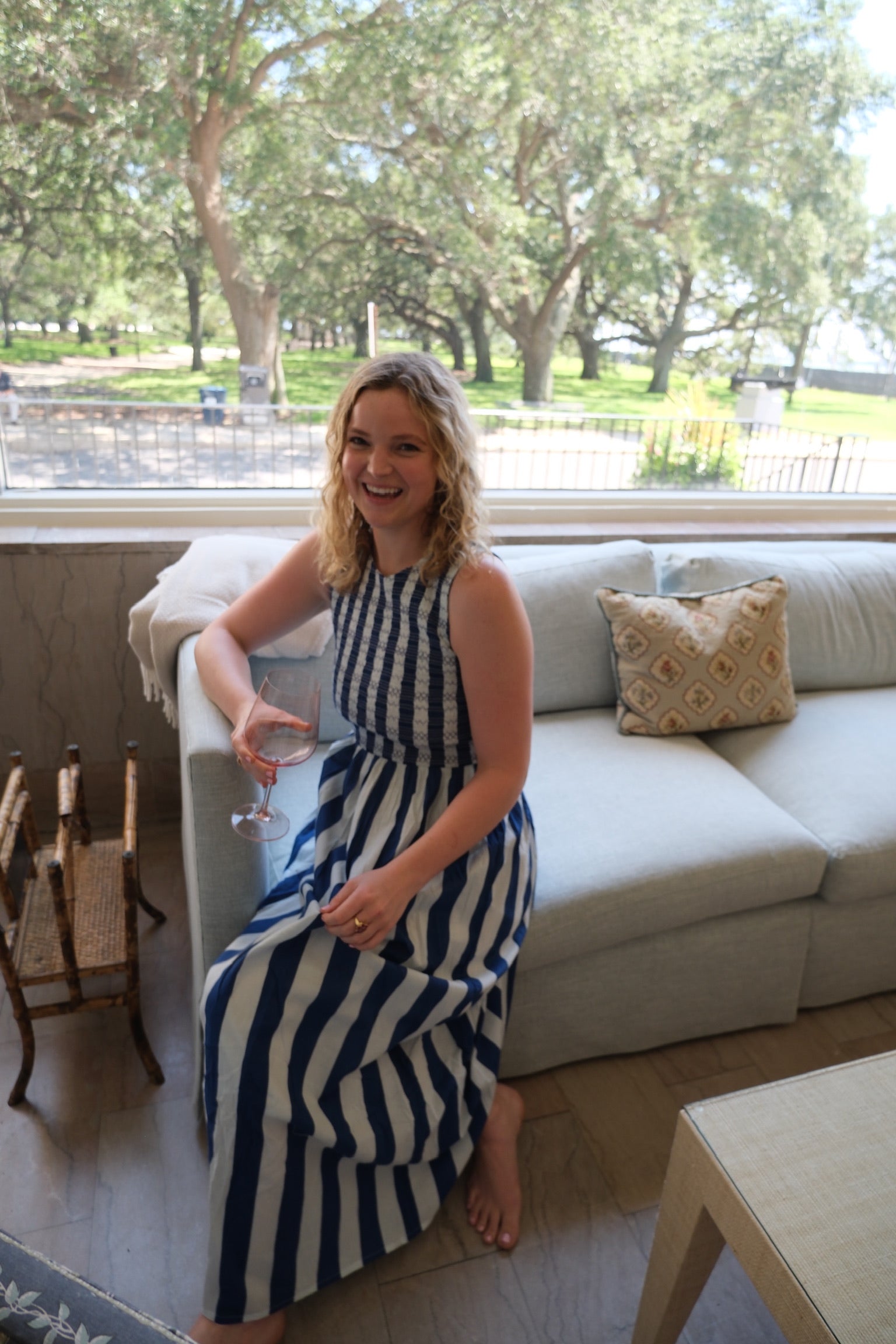 Royal Blue and White Striped Aimee Maxi