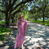 Pink Striped Palm Tree Anna Maxi