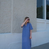 Royal Blue Check Anna Checkered Maxi