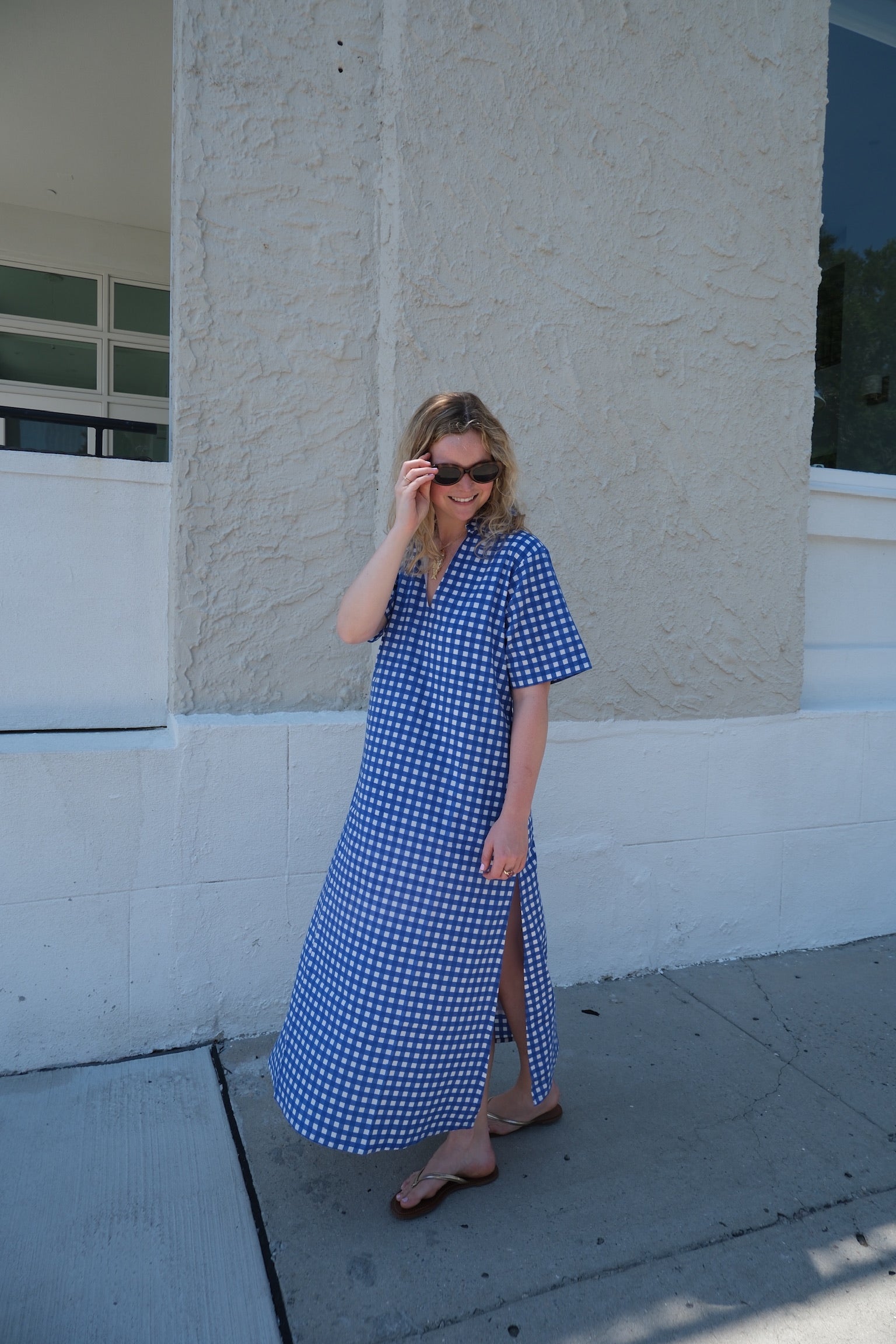 Royal Blue Check Anna Checkered Maxi