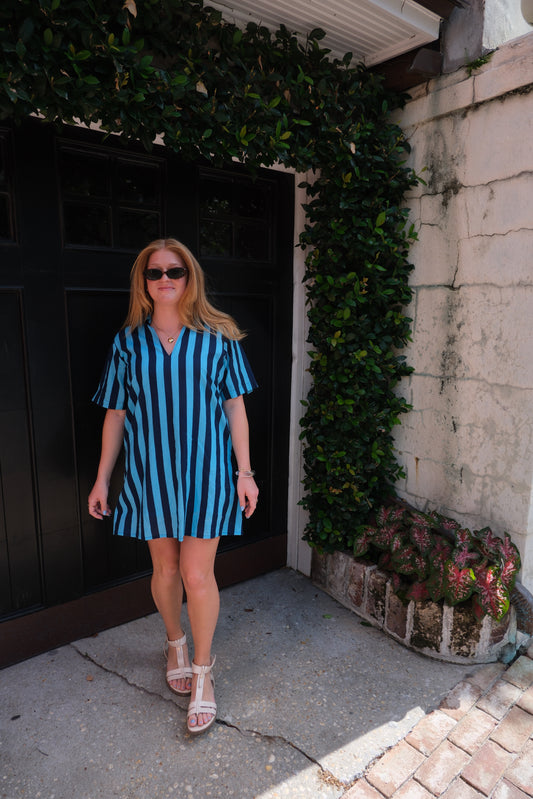 Anna Blue and Navy Stripe Mini