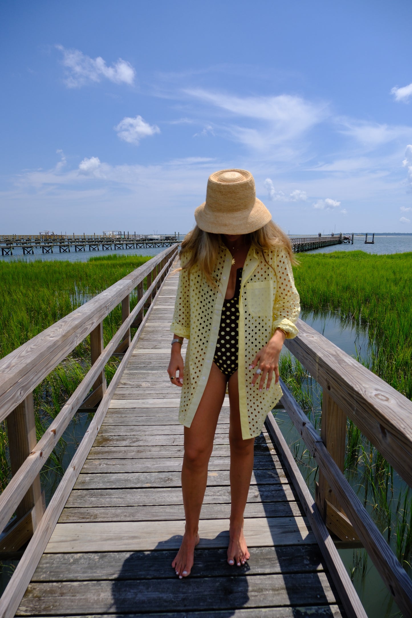 Yellow Eyelet Boyfriend Dress