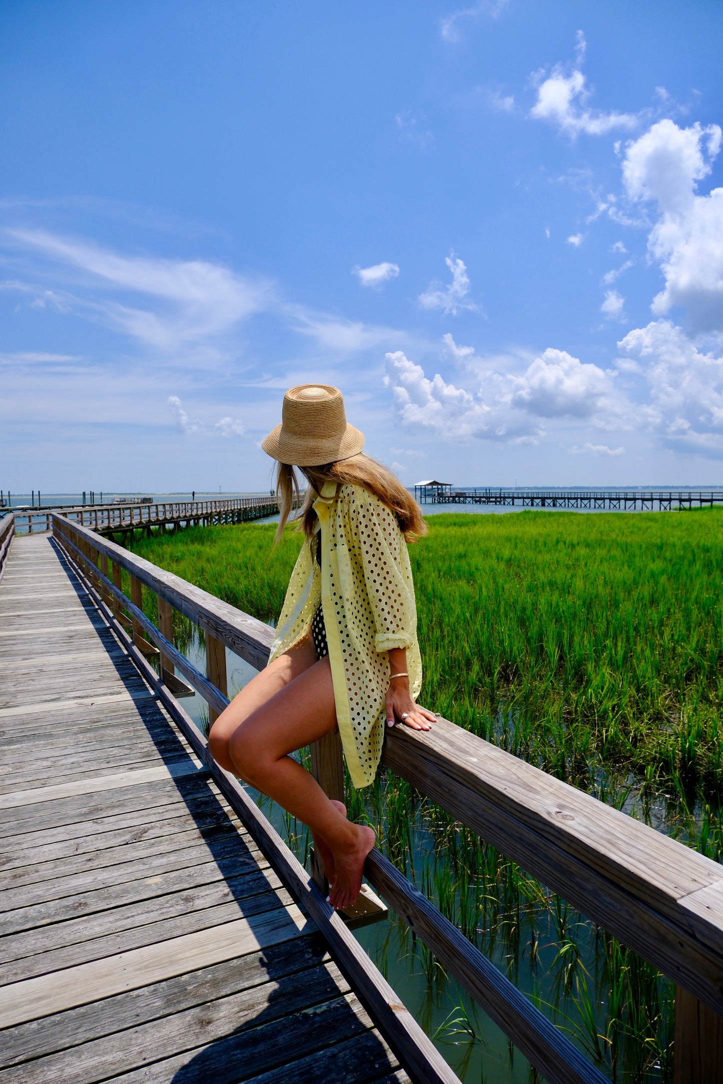 Yellow Eyelet Boyfriend Dress