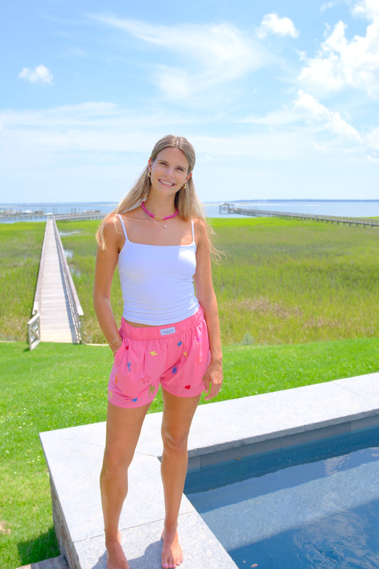 Hot Pink Embroidered Shorts