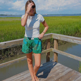 Teal and Green Retro Shorts