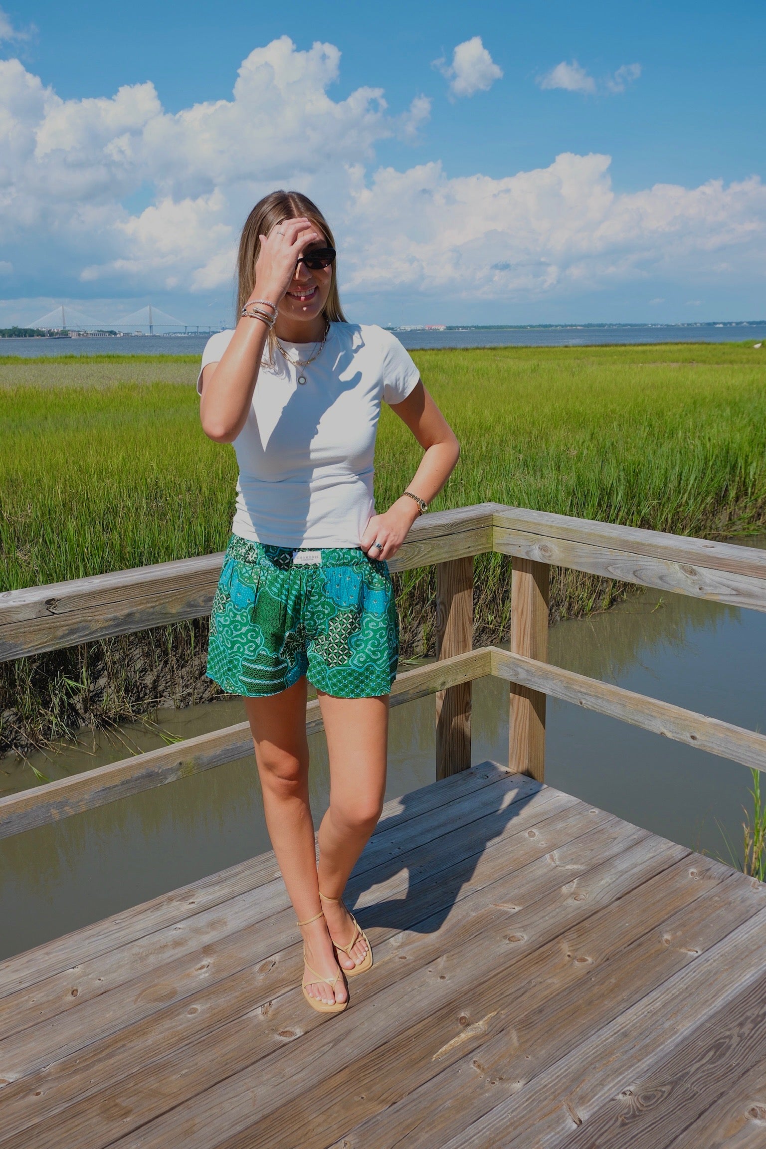 Teal and Green Retro Shorts