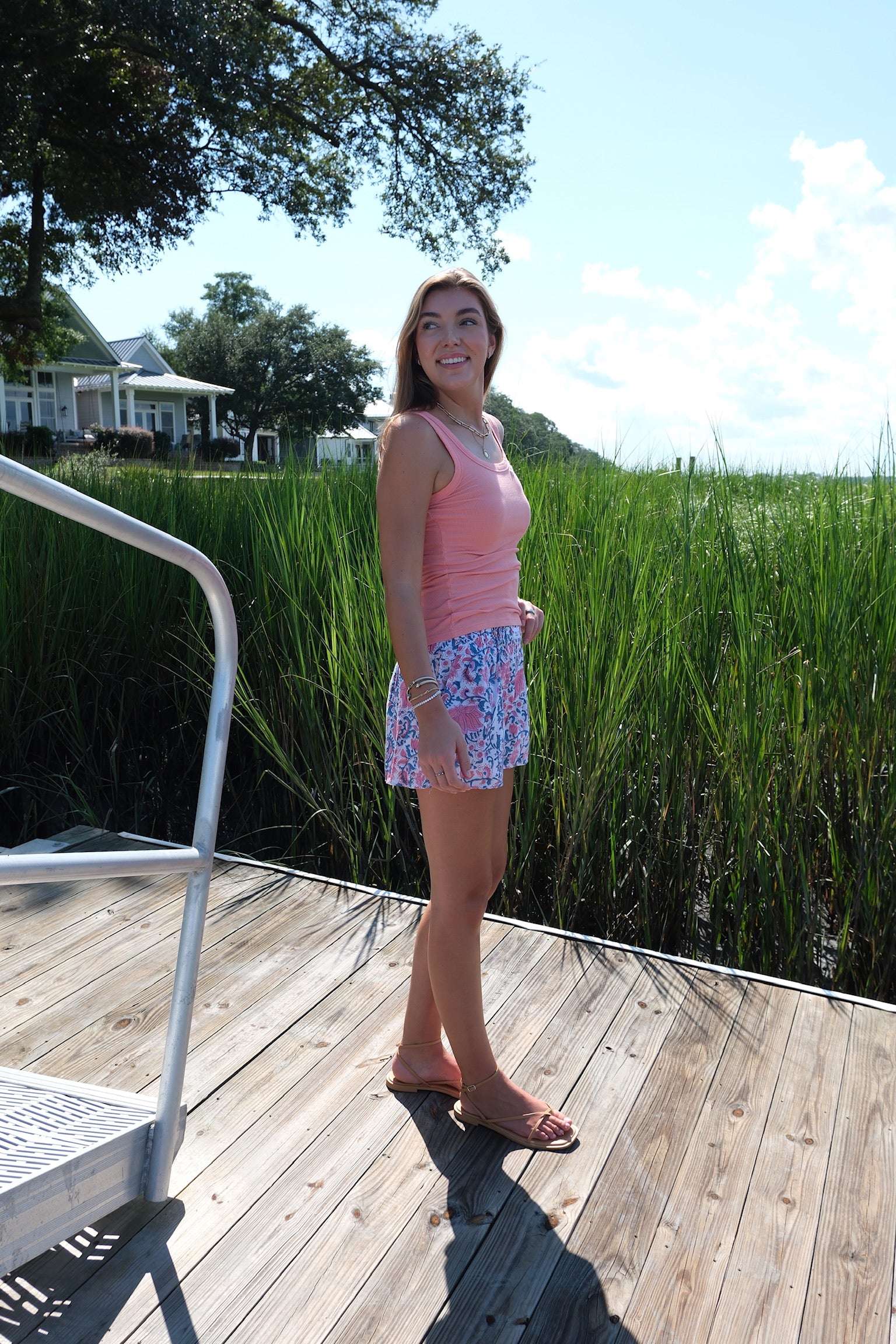 Pink and Blue Floral Shorts