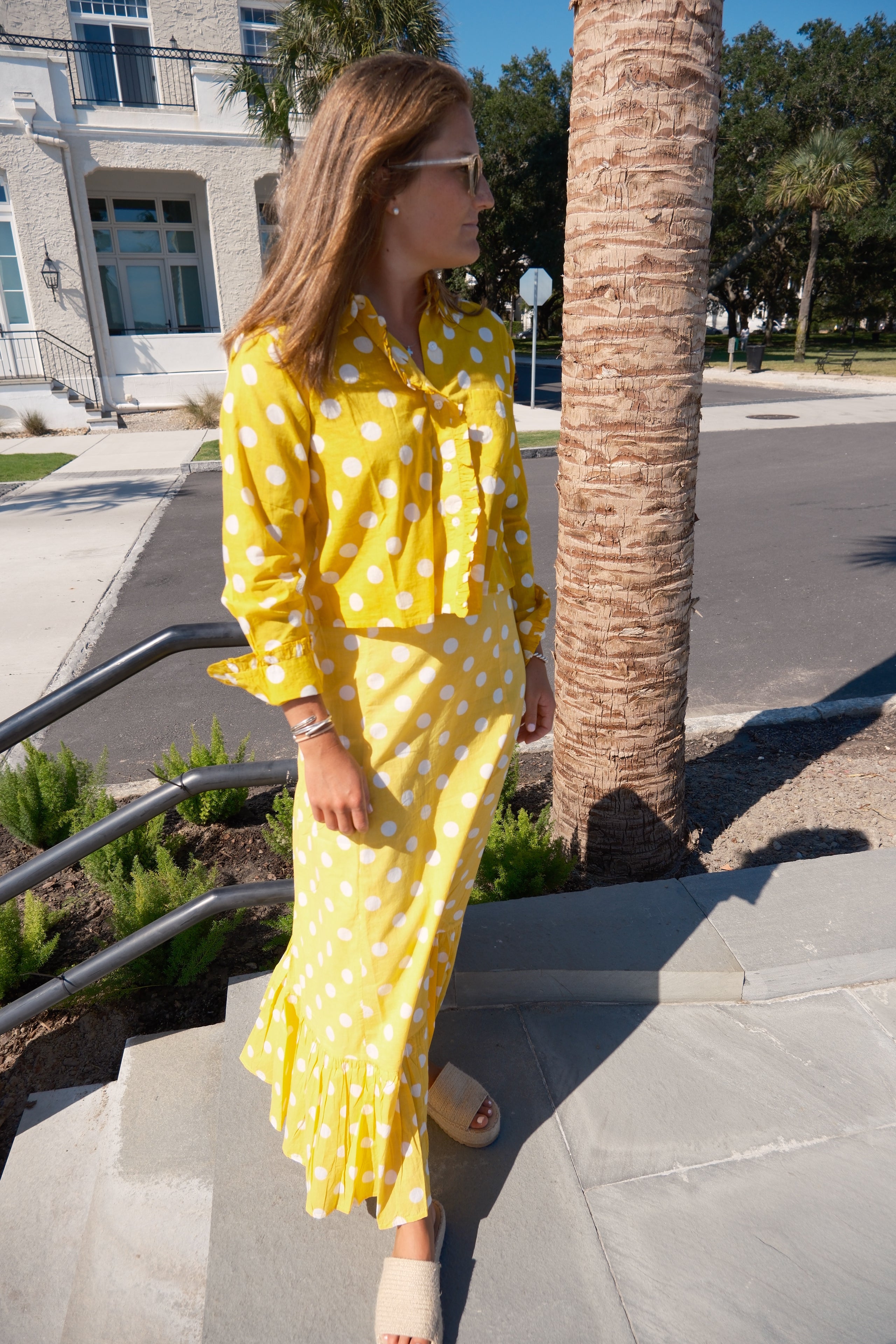 Yellow and White Polka Dot Carter Top
