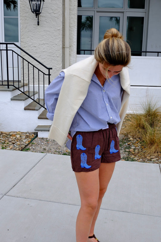 Linen Boot Shorts