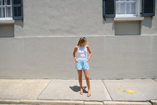 Light Blue Bandanna Shorts