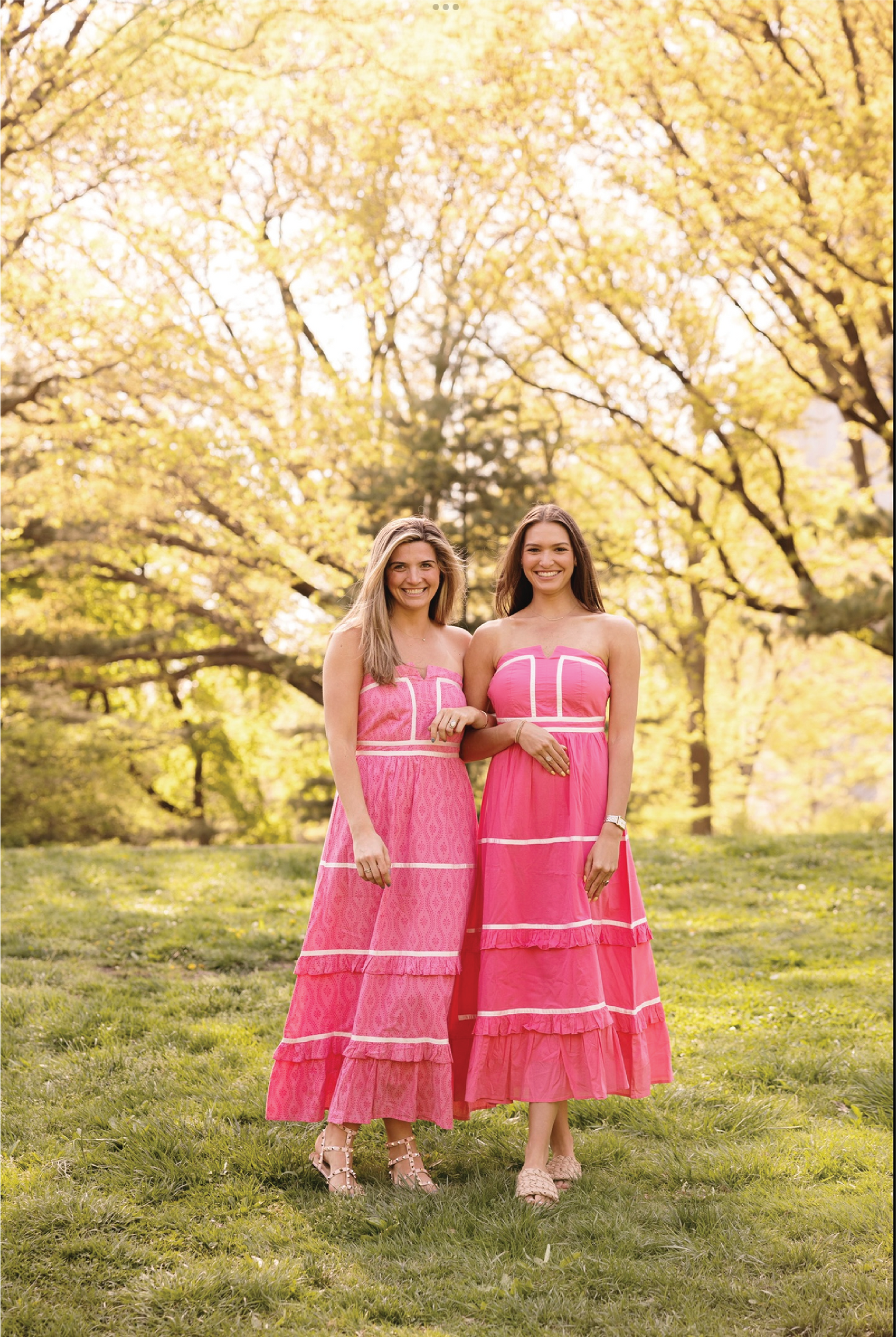 Ella Hot Pink and White Maxi Dress