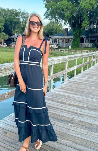 Ella Navy and White Maxi