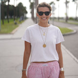 Red & Pink Skinny Stripe Short