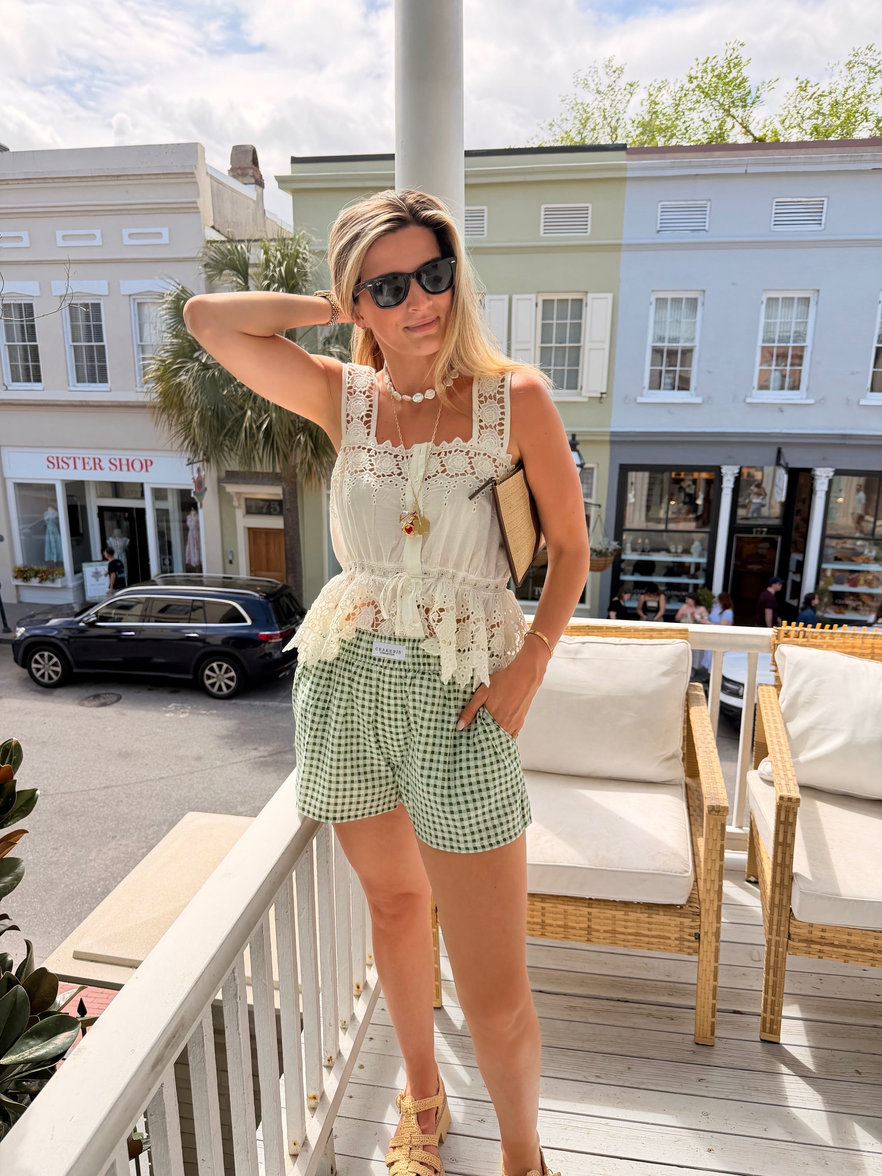 Green Gingham Shorts