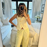 Butter Yellow Seersucker Pant