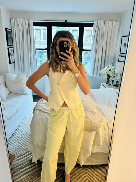 Butter Yellow Seersucker Pant