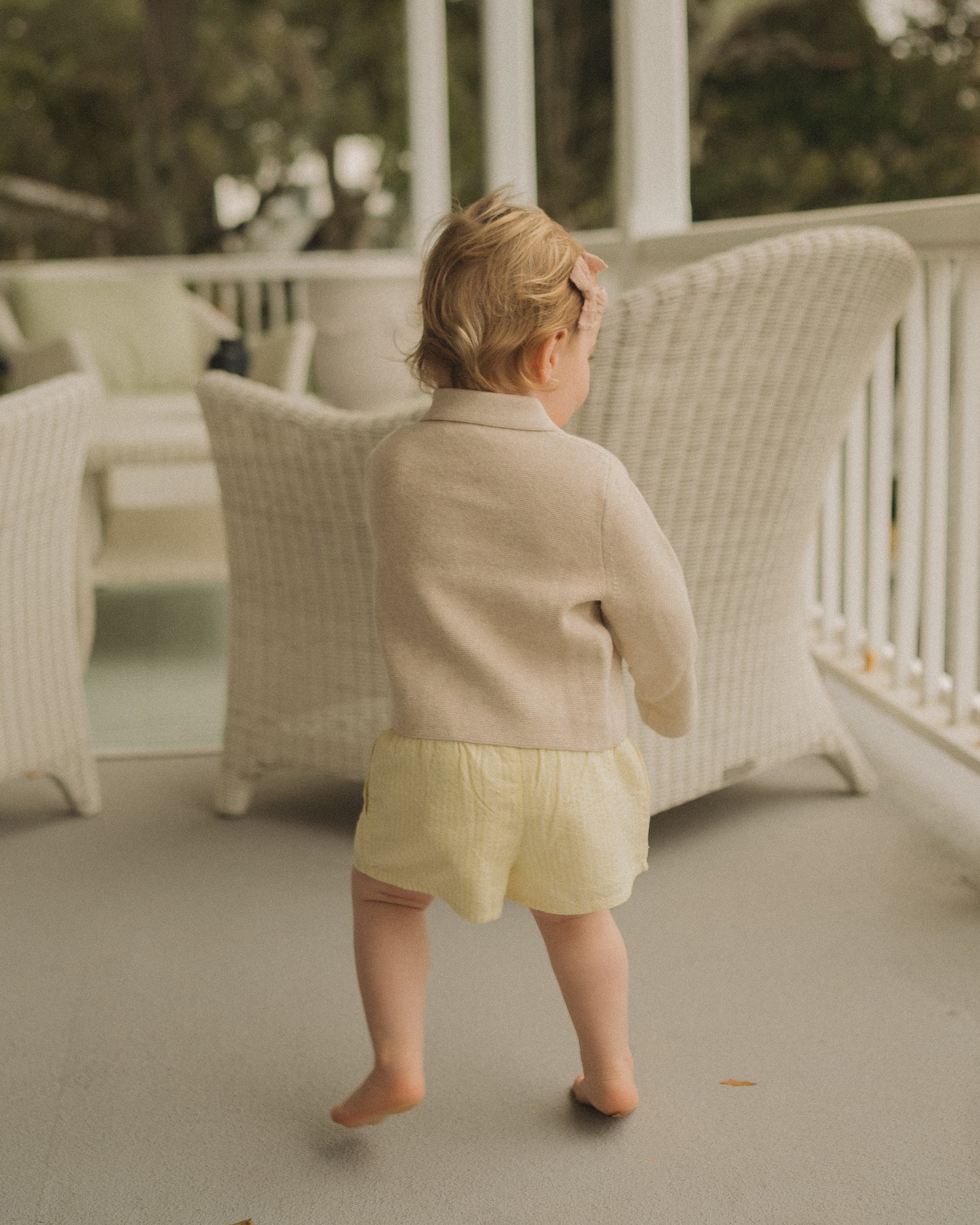 Unisex Yellow Seersucker Kids Shorts